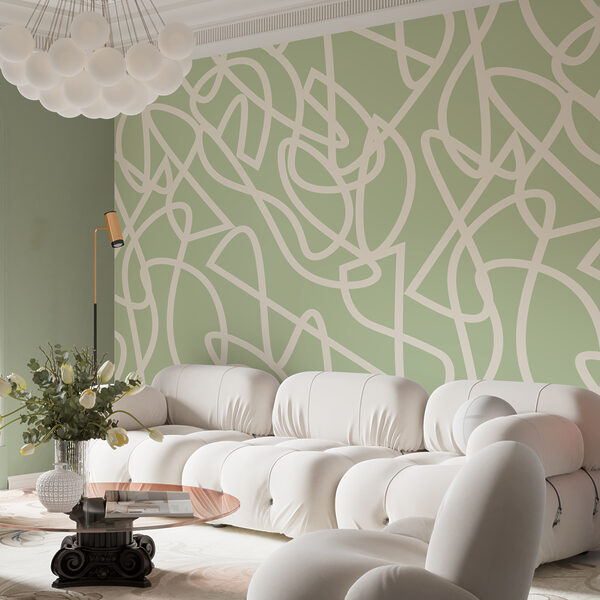 A pattern of white lines on a green background A pattern of white lines on a green background