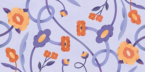 Fiori e rampicanti viola e arancioni Fiori e rampicanti viola e arancioni