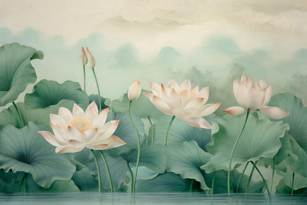 Un dipinto di fiori e foglie Un dipinto di fiori e foglie