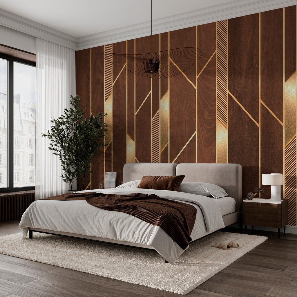 Elegant lines on rich wood texture