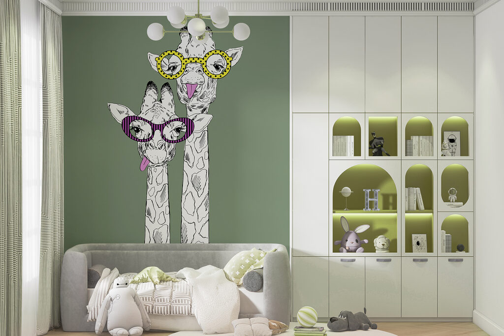 A couple of giraffes wearing glasses A couple of giraffes wearing glasses