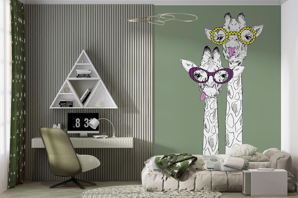 A couple of giraffes wearing glasses A couple of giraffes wearing glasses