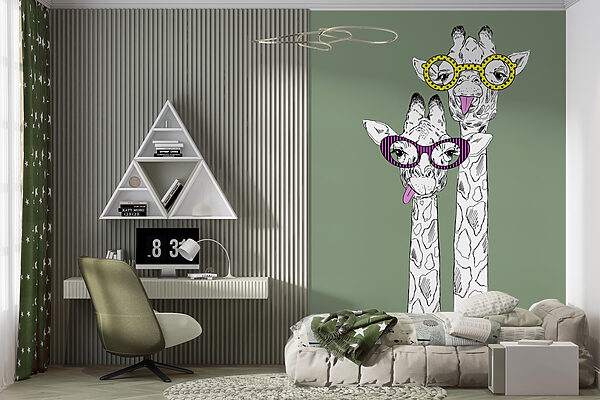 A couple of giraffes wearing glasses A couple of giraffes wearing glasses