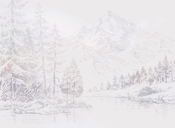 Un fiume con alberi e montagne sullo sfondo Un fiume con alberi e montagne sullo sfondo