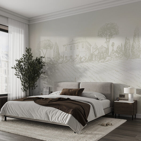 Disegno di una casa e di alberi Disegno di una casa e di alberi