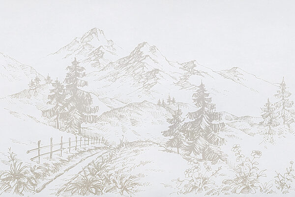 Disegno di una strada e di alberi Disegno di una strada e di alberi