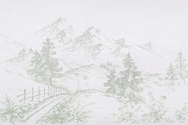 Disegno di una strada e di alberi Disegno di una strada e di alberi