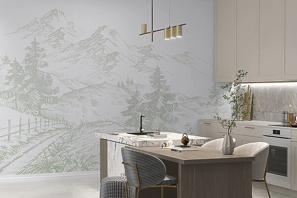 Disegno di una strada e di alberi Disegno di una strada e di alberi