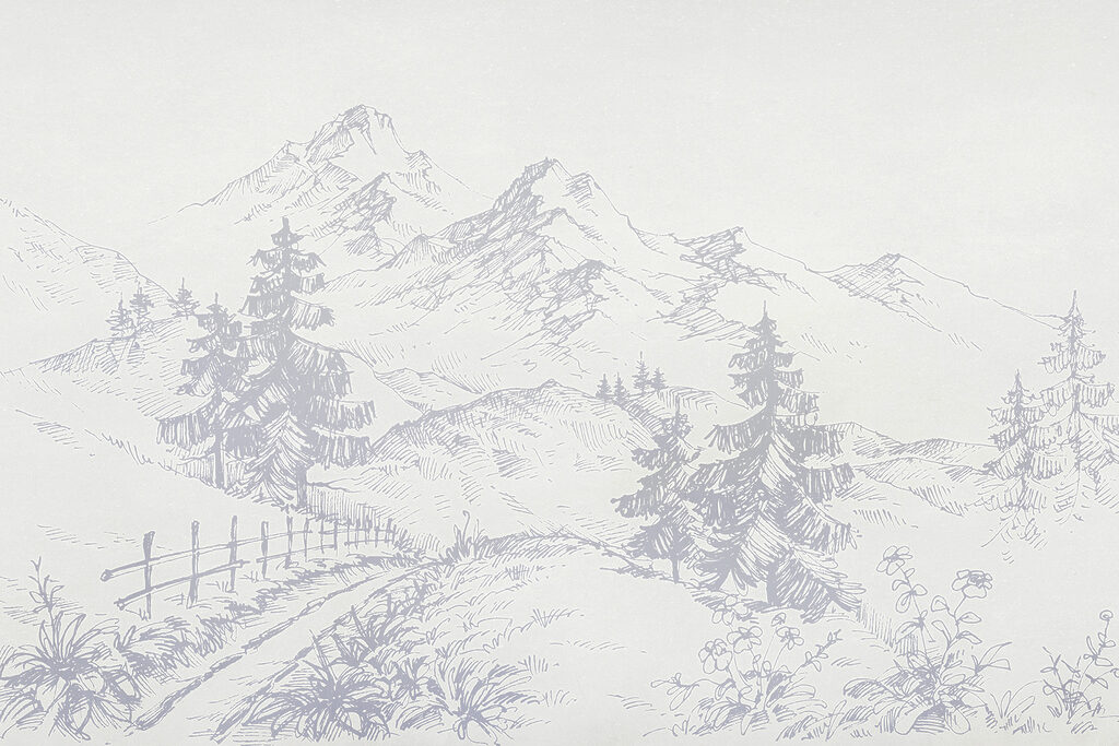 Disegno di una strada e di montagne Disegno di una strada e di montagne