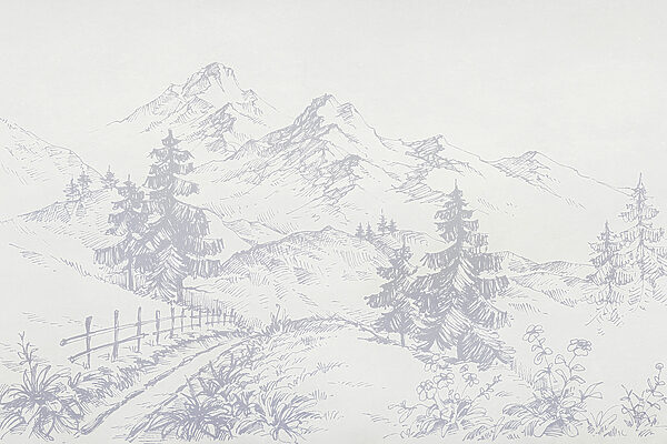 Disegno di una strada e di montagne Disegno di una strada e di montagne