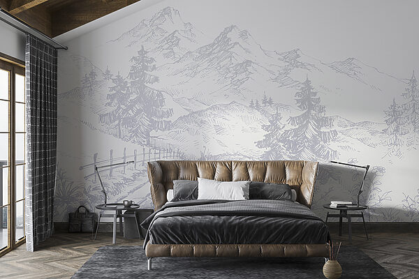 Disegno di una strada e di montagne Disegno di una strada e di montagne