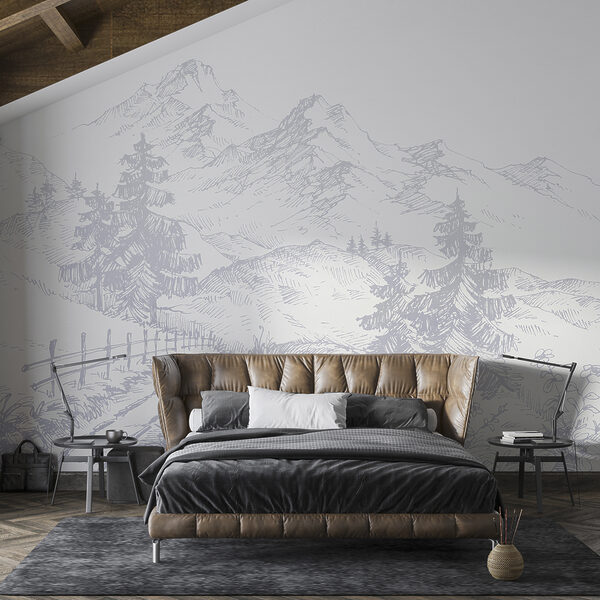 Disegno di una strada e di montagne Disegno di una strada e di montagne
