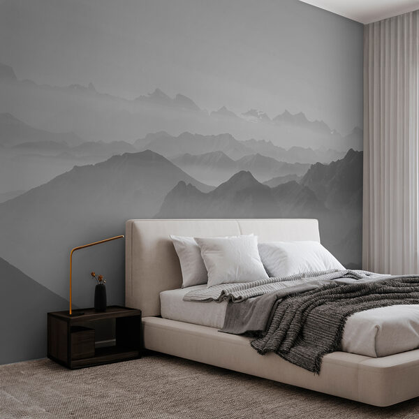 Un'immagine in bianco e nero di montagne Un'immagine in bianco e nero di montagne