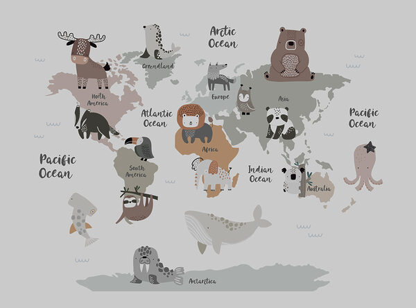 Una mappa degli animali con testo Una mappa degli animali con testo