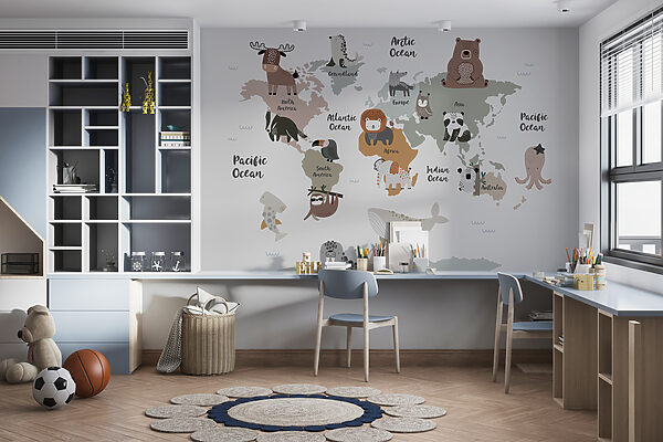 Una mappa degli animali con testo Una mappa degli animali con testo