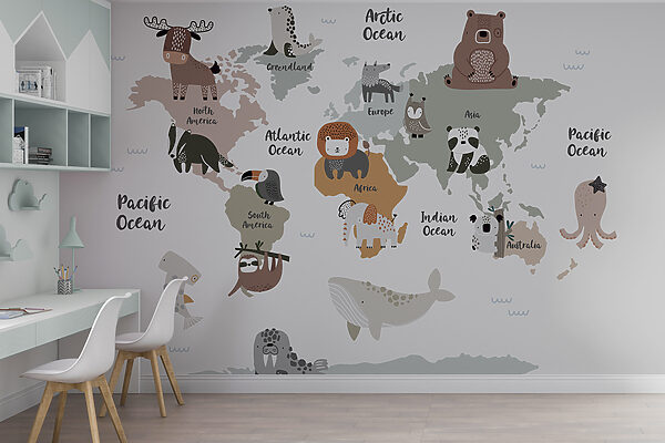 Una mappa degli animali con testo Una mappa degli animali con testo