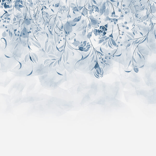 Un disegno floreale blu e bianco Un disegno floreale blu e bianco