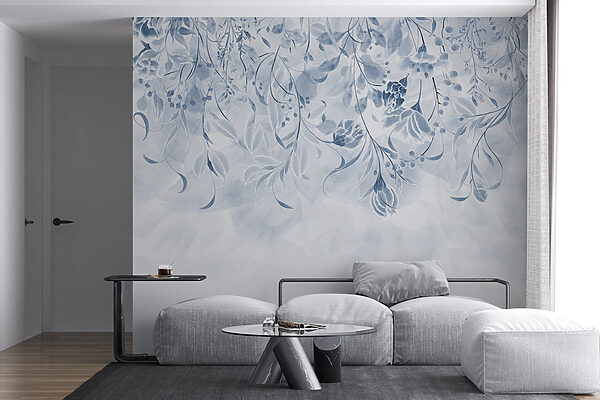 Un disegno floreale blu e bianco Un disegno floreale blu e bianco
