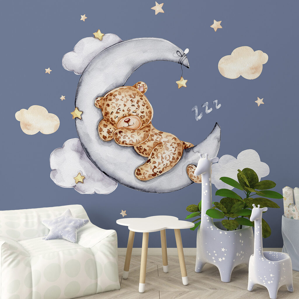 A teddy bear sleeping on the moon A teddy bear sleeping on the moon