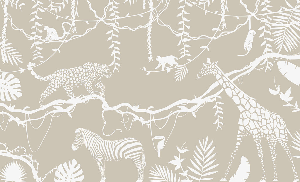 Una carta da parati con animali e piante Una carta da parati con animali e piante