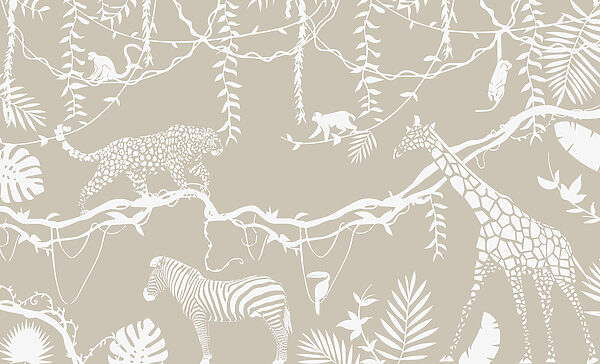 Una carta da parati con animali e piante Una carta da parati con animali e piante