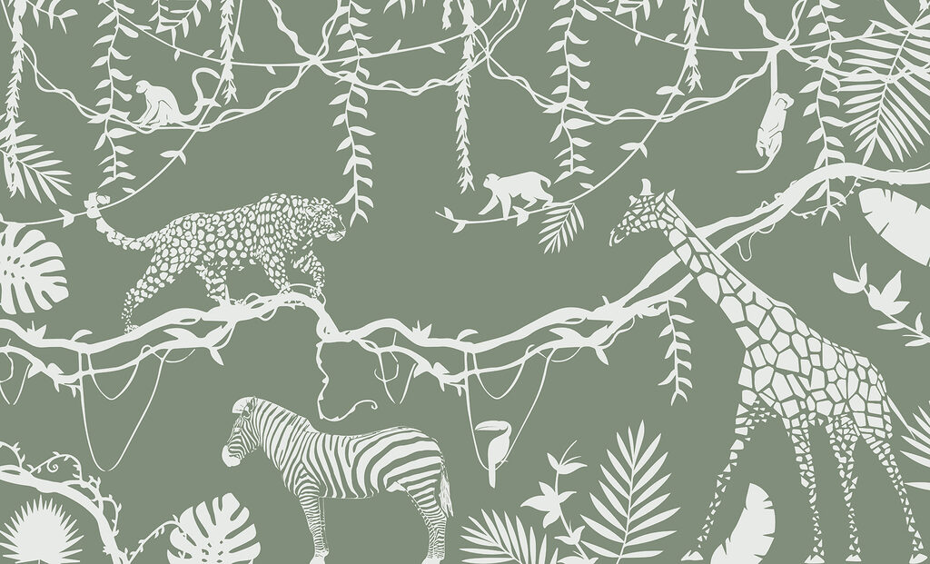 Una carta da parati con animali e piante Una carta da parati con animali e piante