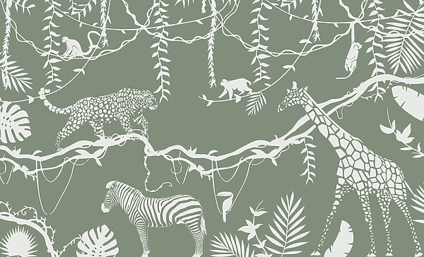 Una carta da parati con animali e piante Una carta da parati con animali e piante