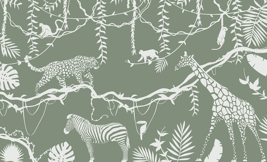 Una carta da parati con animali e piante Una carta da parati con animali e piante