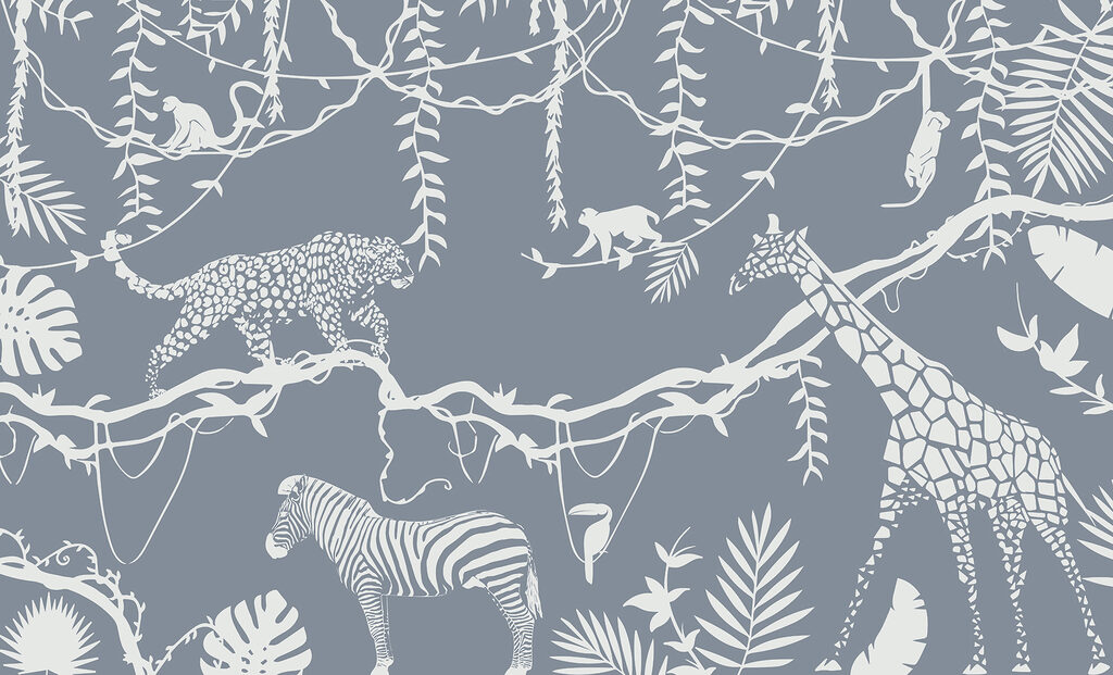 Una carta da parati con animali e piante Una carta da parati con animali e piante