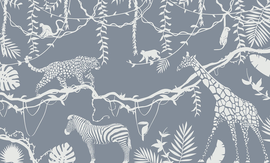 Una carta da parati con animali e piante Una carta da parati con animali e piante