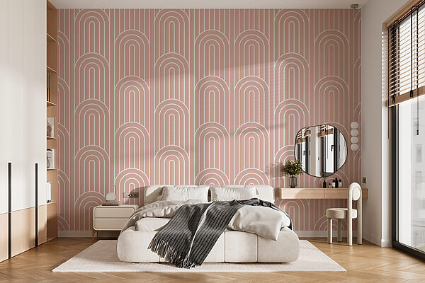 Un disegno di linee bianche e rosa Un disegno di linee bianche e rosa