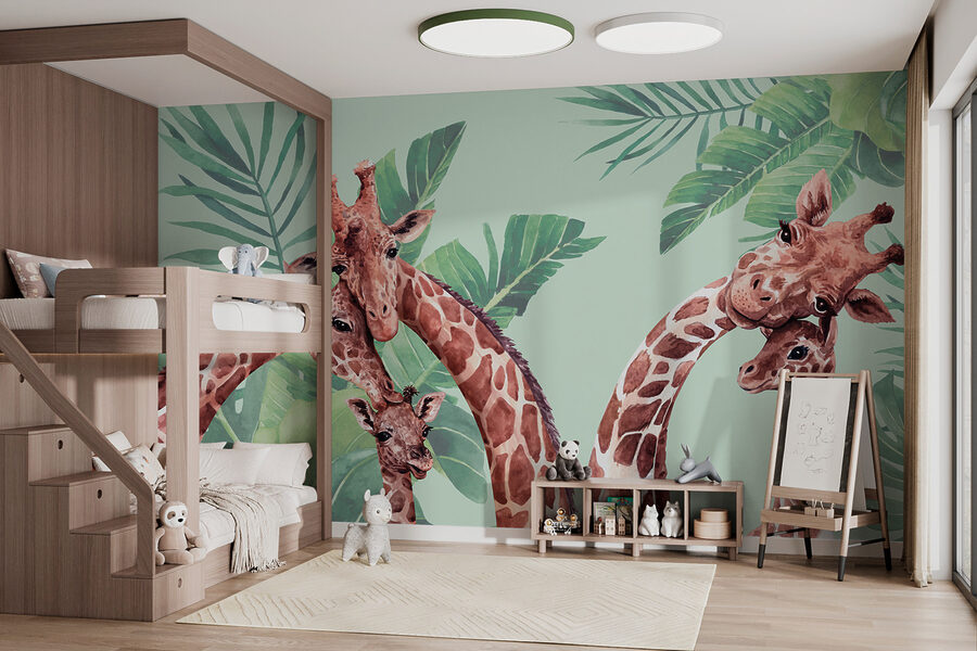 Un gruppo di giraffe con la testa unita Un gruppo di giraffe con la testa unita
