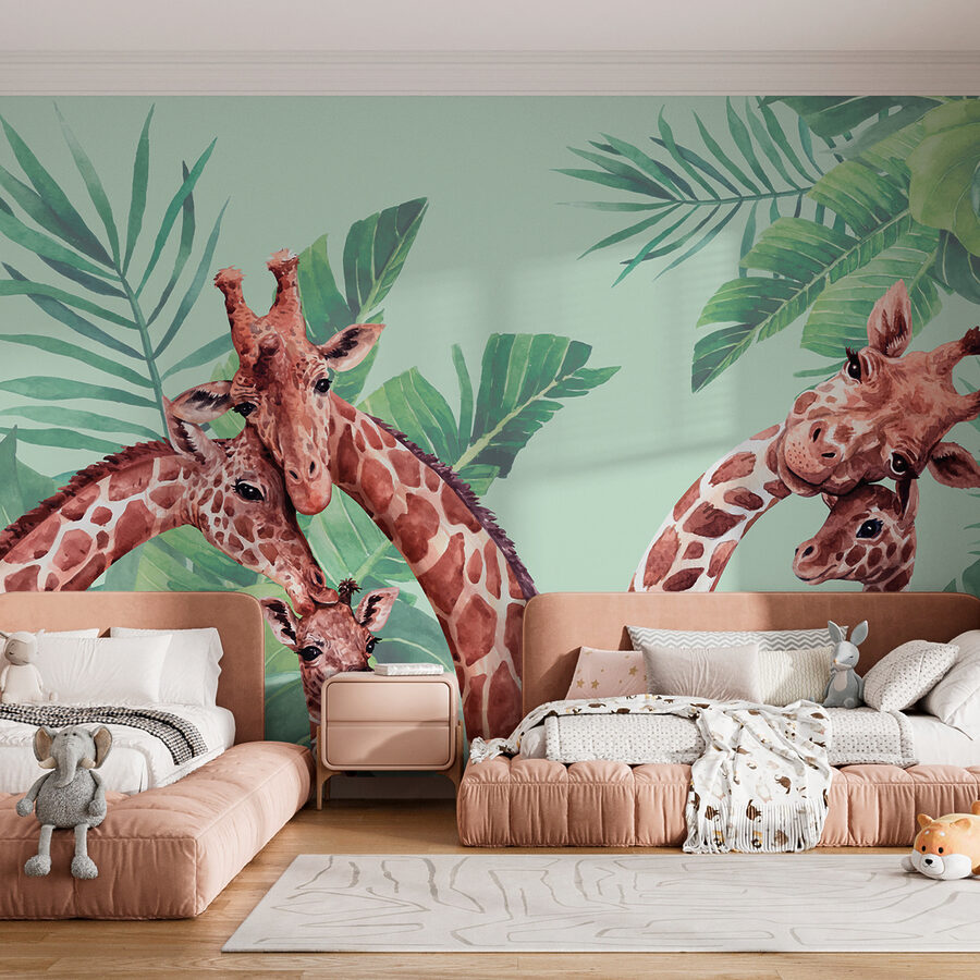 Un gruppo di giraffe con la testa unita Un gruppo di giraffe con la testa unita