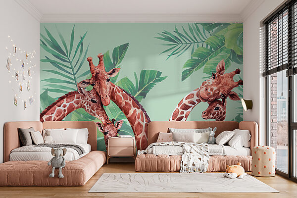 Un gruppo di giraffe con la testa unita Un gruppo di giraffe con la testa unita