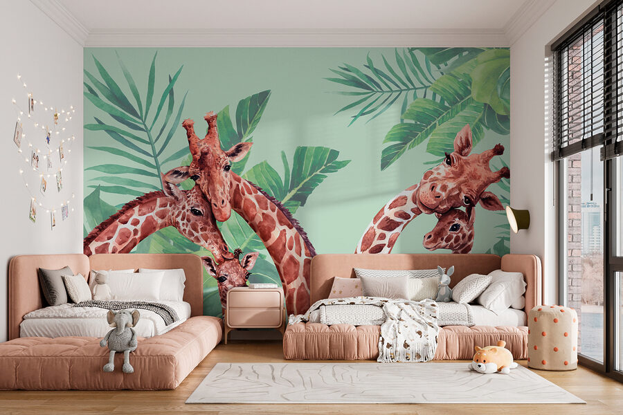 Un gruppo di giraffe con la testa unita Un gruppo di giraffe con la testa unita