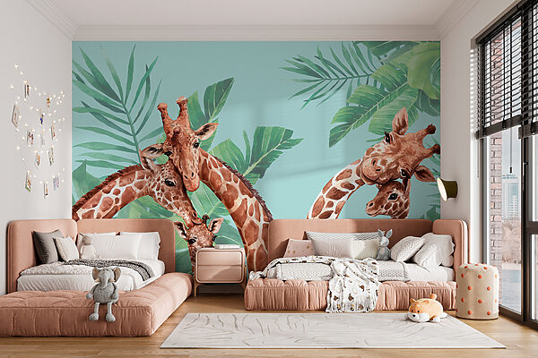 Un gruppo di giraffe con la testa unita Un gruppo di giraffe con la testa unita
