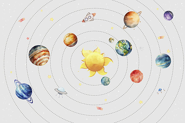 Un sistema solare con pianeti e stelle Un sistema solare con pianeti e stelle