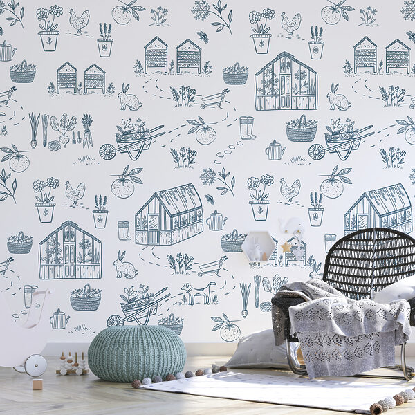 A pattern of gardening tools and plants A pattern of gardening tools and plants