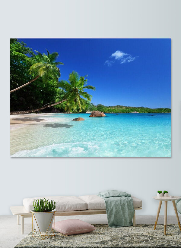 Quadri A beach with palm trees and blue water (COD: s00029)