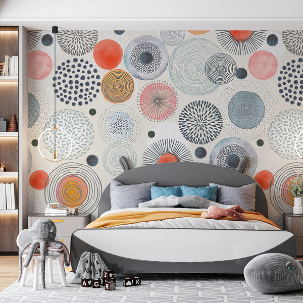 Un disegno di cerchi e punti colorati Un disegno di cerchi e punti colorati