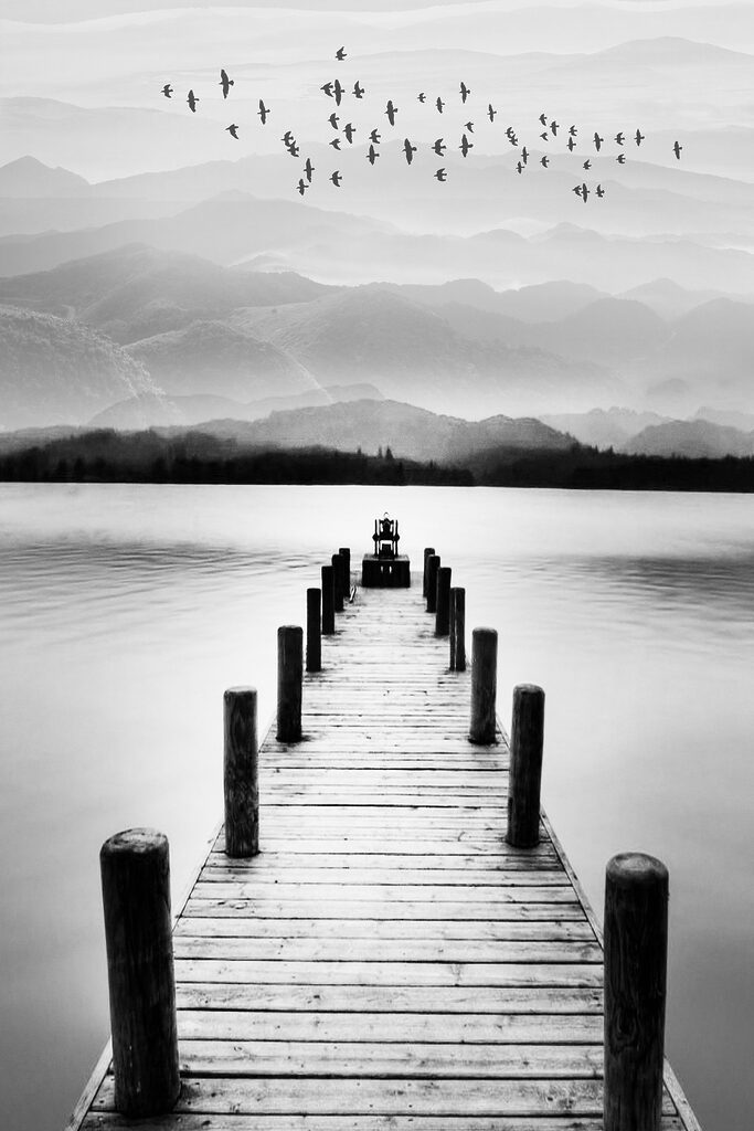 A dock on a lake A dock on a lake