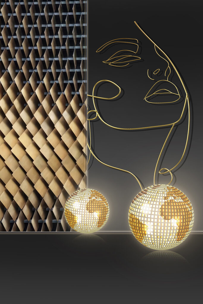 Artistic illusion: face and shimmering lights Artistic illusion: face and shimmering lights
