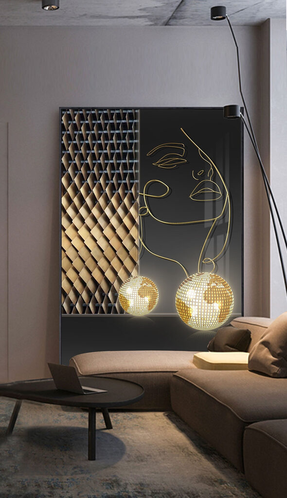 Artistic illusion: face and shimmering lights Artistic illusion: face and shimmering lights
