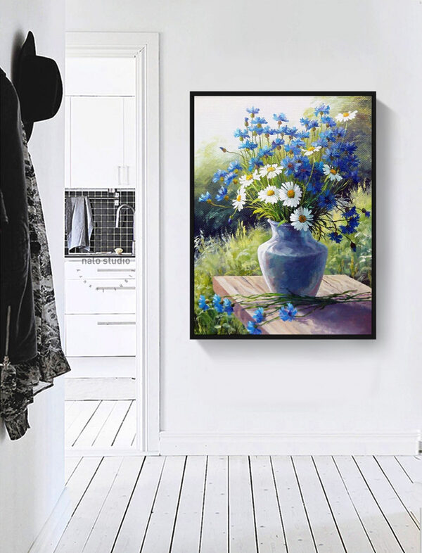 Quadri Un dipinto raffigurante un vaso di fiori