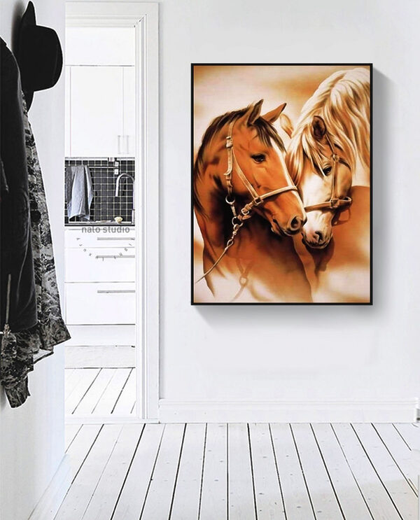 A close up of two horses