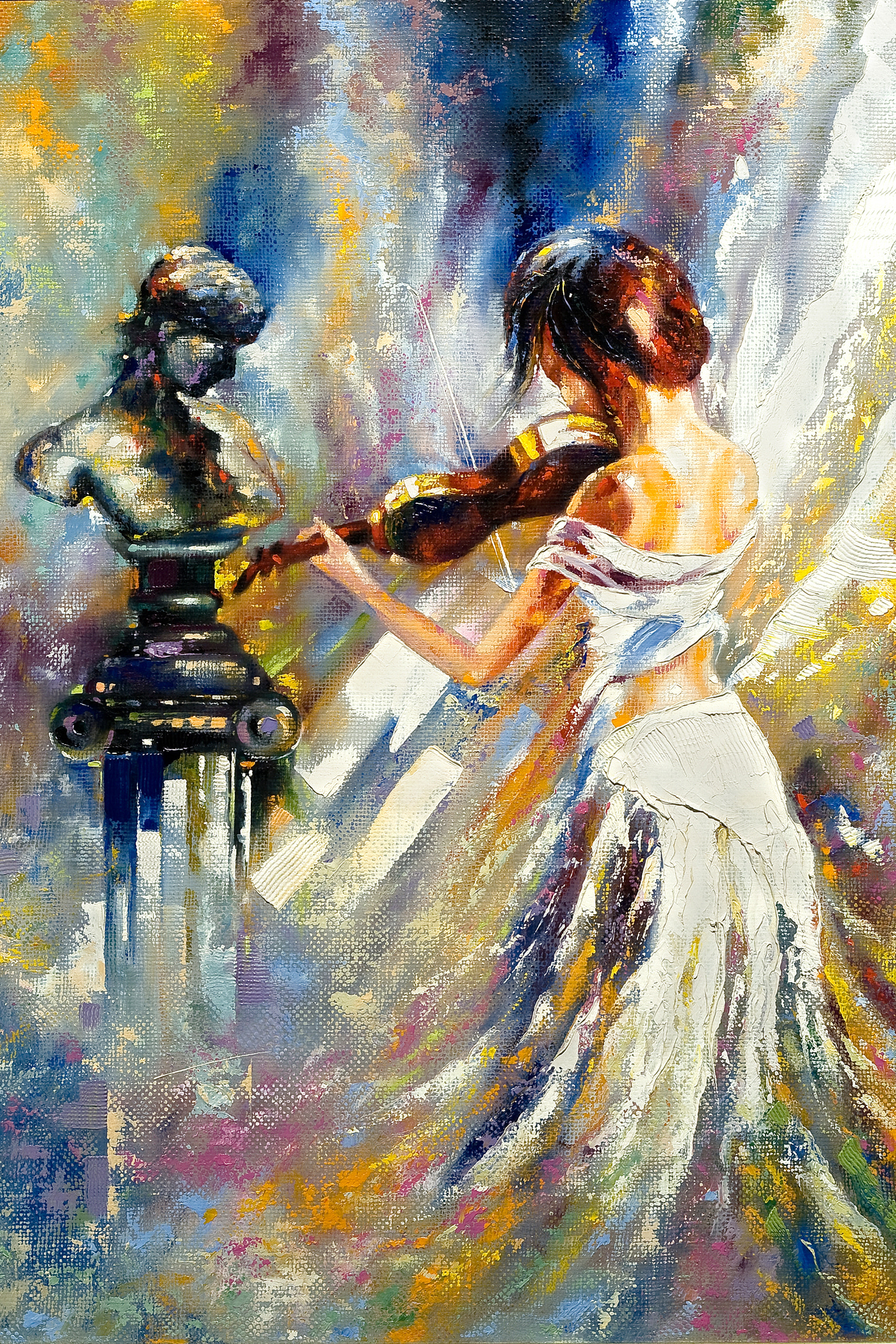 A painting of a woman playing a violin A painting of a woman playing a violin