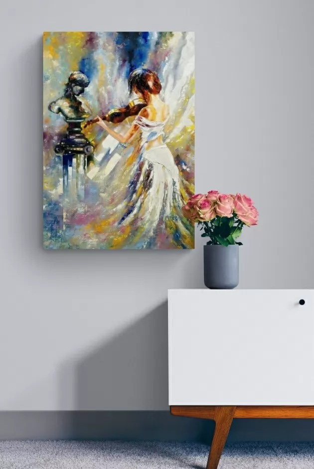 A painting of a woman playing a violin A painting of a woman playing a violin