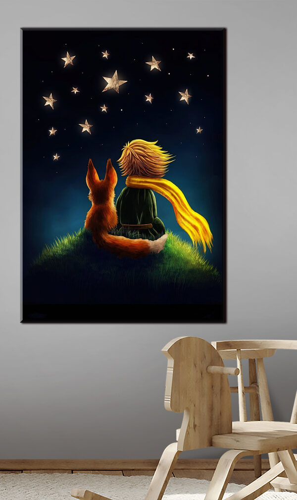 Quadri Una volpe e un piccolo principe che guardano le stelle
