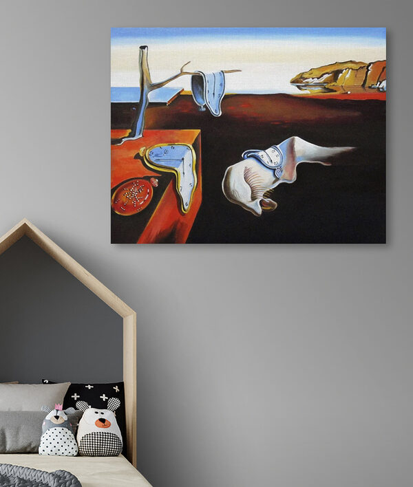 A painting of a cat with a clock on it