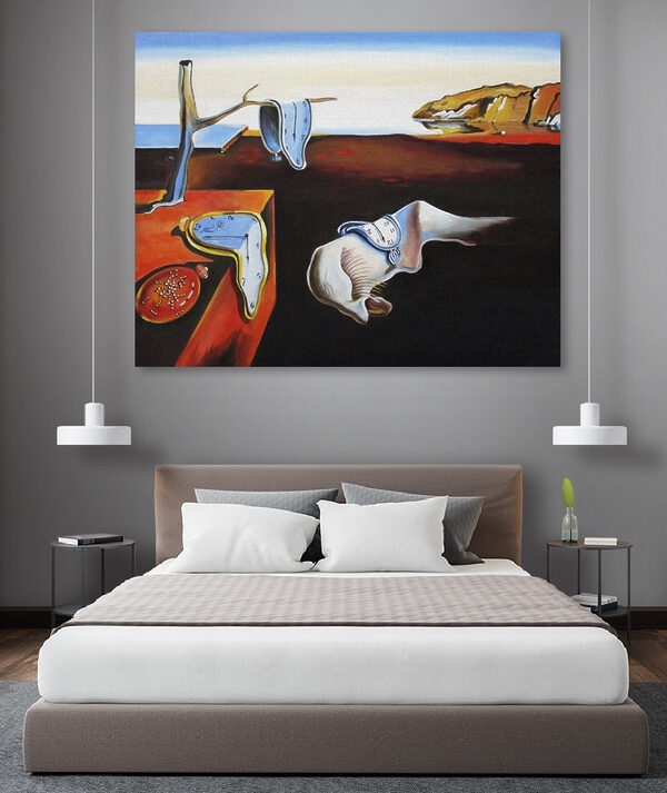 A painting of a cat with a clock on it